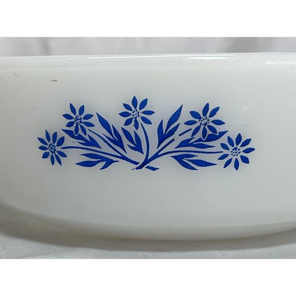 Fire King Anchor Hocking Oven Proof 1 Qt Casserole Dish Blue Corn Flower 436 - Picture 2 of 10